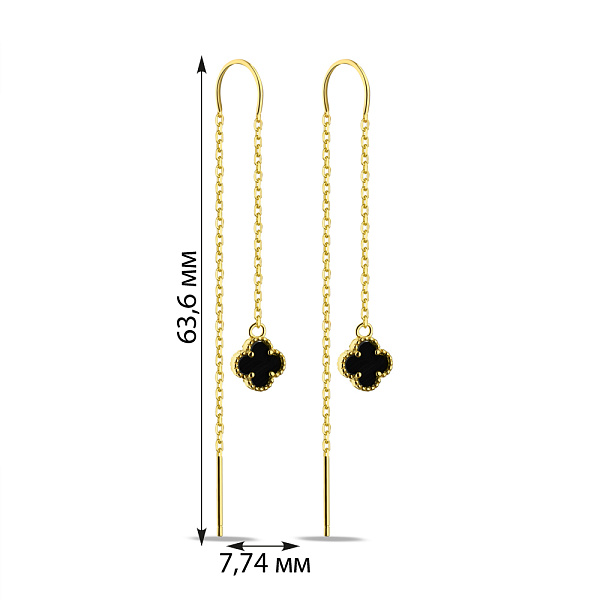 Длинные серьги-протяжки из серебра с ониксом (арт. 7502/4538/8жо) – изображение 2