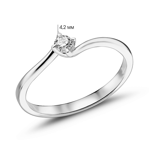 Золотое кольцо с одним бриллиантом (арт. К341441010б) – изображение 4