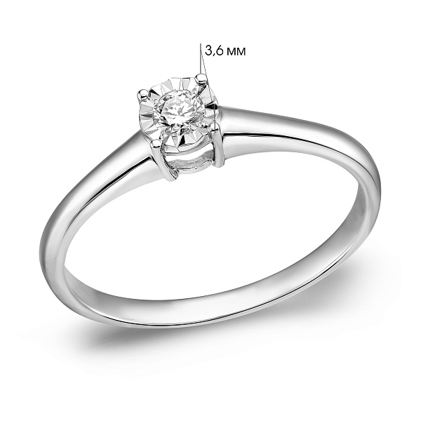 Кольцо из белого золота с бриллиантом (арт. К011667010б) – изображение 4