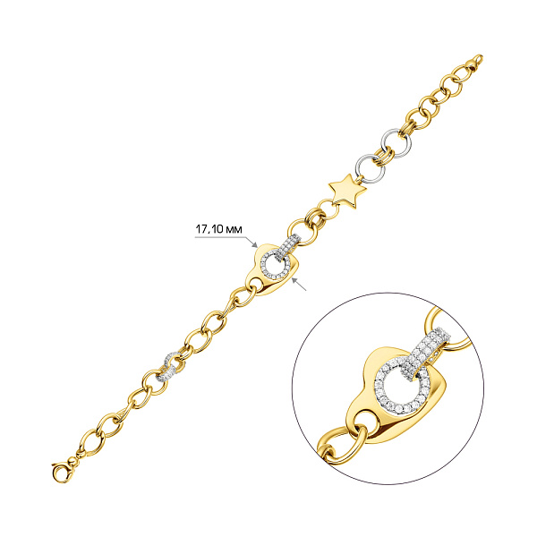 Браслет из желтого и белого золота с фианитами (арт. 325381жб) – изображение 2