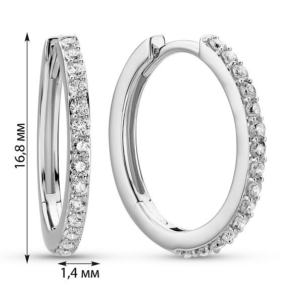 Золоті сережки кільця з діамантами (арт. С341606030б) – зображення 2