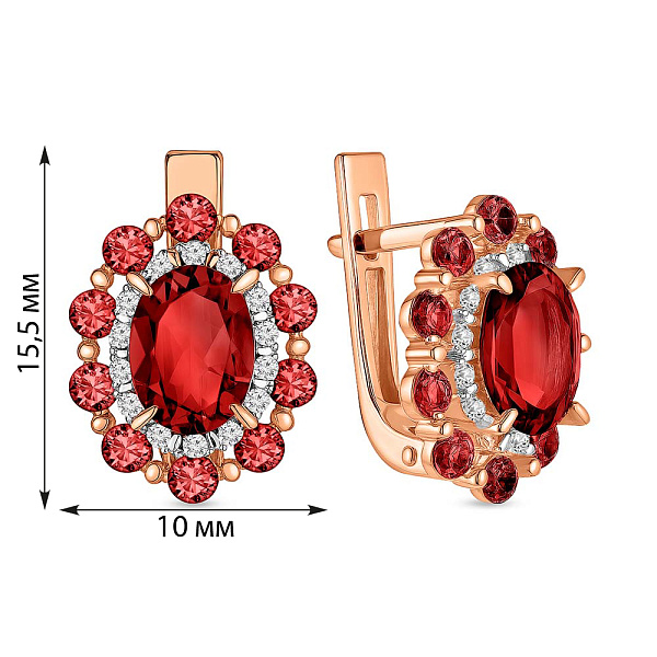 Серьги золотые с гранатом и фианитами (арт. 111108Пк) – изображение 2
