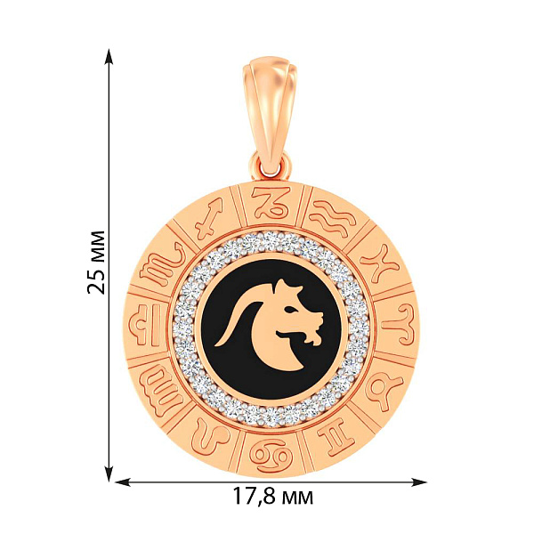 Подвес золотой "Козерог" с эмалью и фианитами (арт. 440681ечк) – изображение 4
