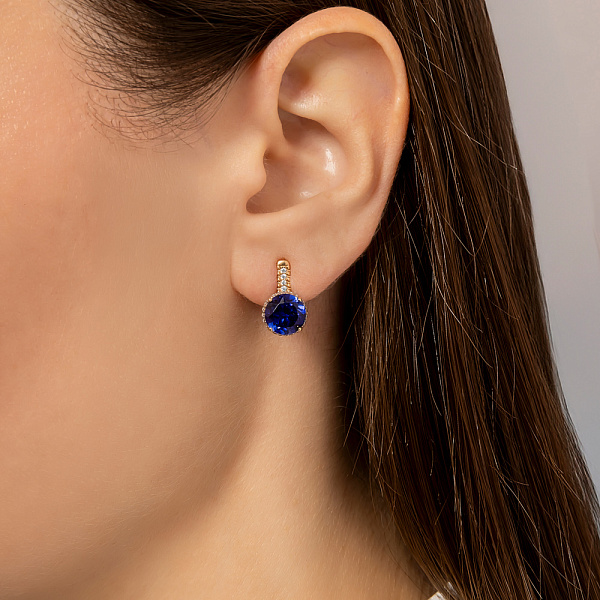 Серьги из красного золота с кварцем и фианитами (арт. 111100ПСс) – изображение 2