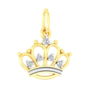 Кулон Корона из желтого золота с фианитами (арт. 440615ж)