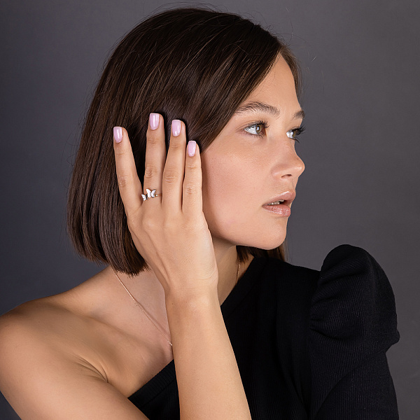 Золота каблучка Метелики з емаллю і фіанітами (арт. 141209еп) – зображення 5