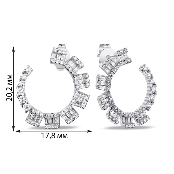 Серебряные серьги-пусеты с фианитами (арт. 7518/6454) – изображение 6