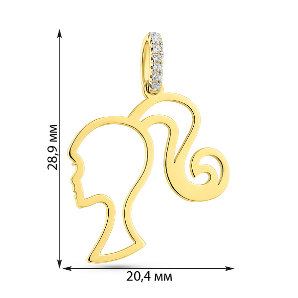 Подвес из желтого золота Барби с фианитами (арт. 440969ж) – изображение 3