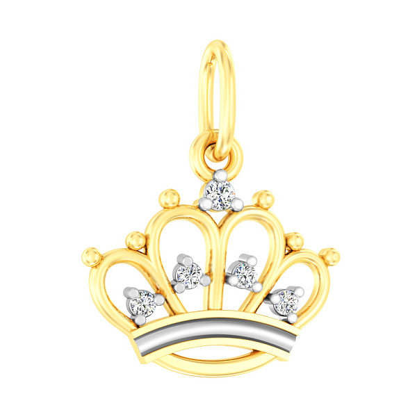 Кулон Корона из желтого золота с фианитами (арт. 440615ж) – изображение 1