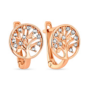 Сережки из золота «Дерево жизни» с фианитами (арт. 108086)