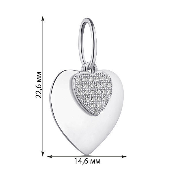Серебряый кулон Сердце с фианитами (арт. 7503/П2Ф/1045) – изображение 2