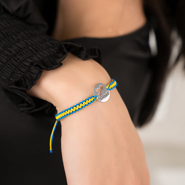 Браслет Вільна на шовковій нитці зі срібною вставкою (арт. Х340062гж) – зображення 2