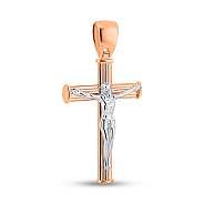 Фото Крестик из красного и белого золота без камней (арт. 500713)