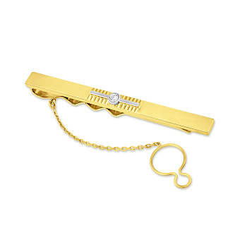Зажим для галстука из желтого золота с фианитом (арт. 200053ж)