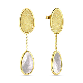 Золотые серьги пусеты Diva с перламутром (арт. 107598жп)