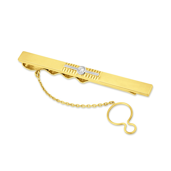 Зажим для галстука из желтого золота с фианитом (арт. 200053ж) – изображение 1