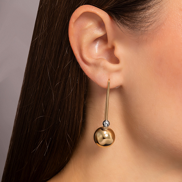 Серьги из золота без камней (арт. 100965/6жб) – изображение 2