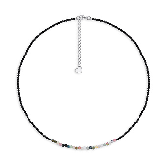 Бусы с турмалином и фианитами с стальной застежкой (арт. 9016/601Трмцв)