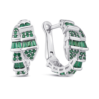 Серебряные серьги с зелеными альпинитами (арт. 7502/10092аз)