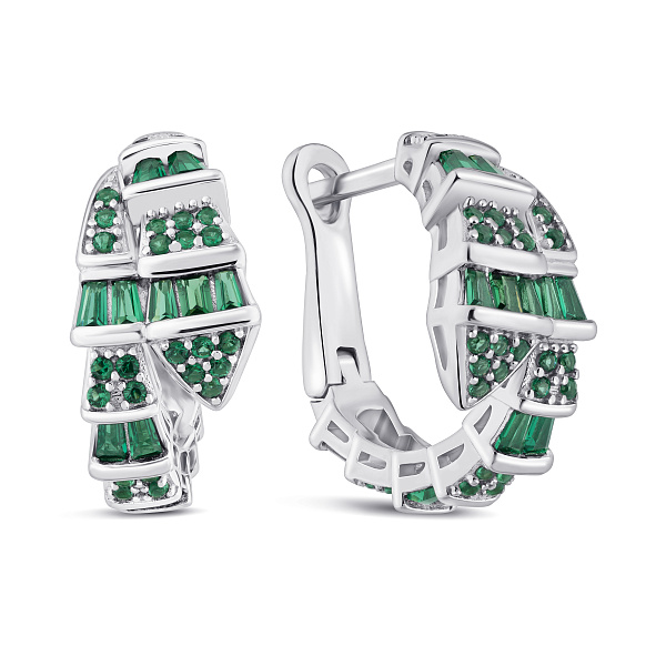 Серебряные серьги с зелеными альпинитами (арт. 7502/10092аз) – изображение 1