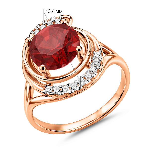 Золотое кольцо с кварцем и фианитами (арт. 142000ПкГ) – изображение 4