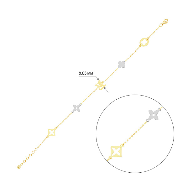 Браслет с фианитом из желтого и белого золота (арт. 324595жб) – изображение 2