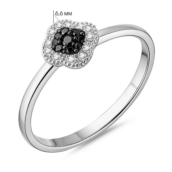 Каблучка з білого золота з чорними і білими діамантами (арт. 1192121202ч) – зображення 2