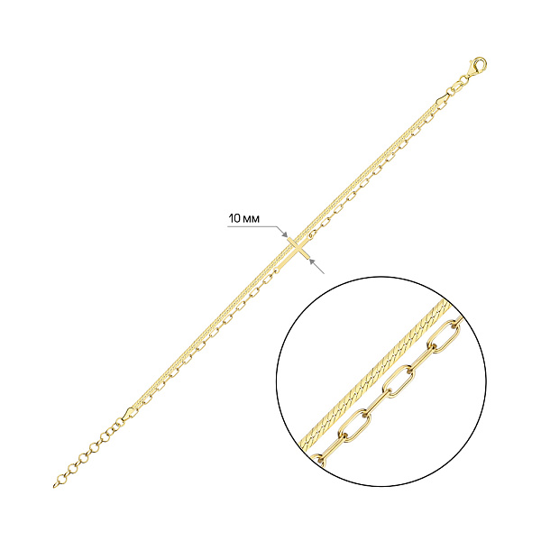 Серебряный браслет Крестик с желтым родированием (арт. 7509/4876ж) – изображение 2