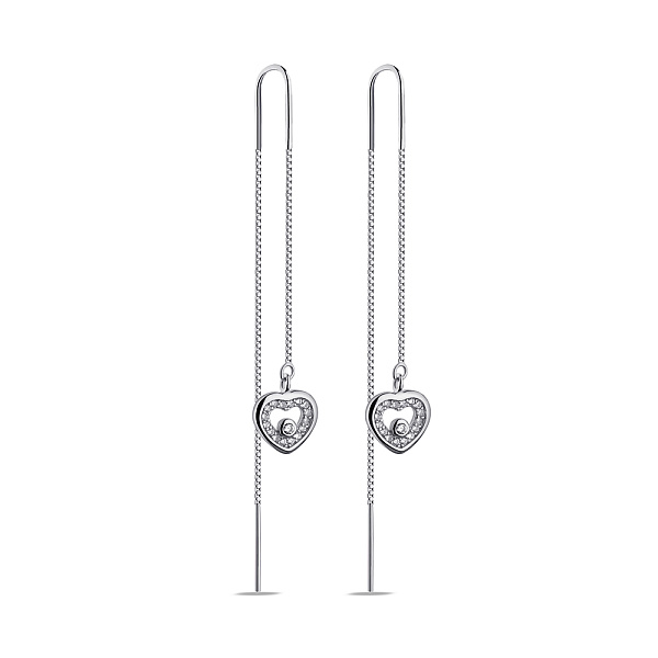 Длинные серебряные серьги Сердечко (арт. 7502/9676) – изображение 1