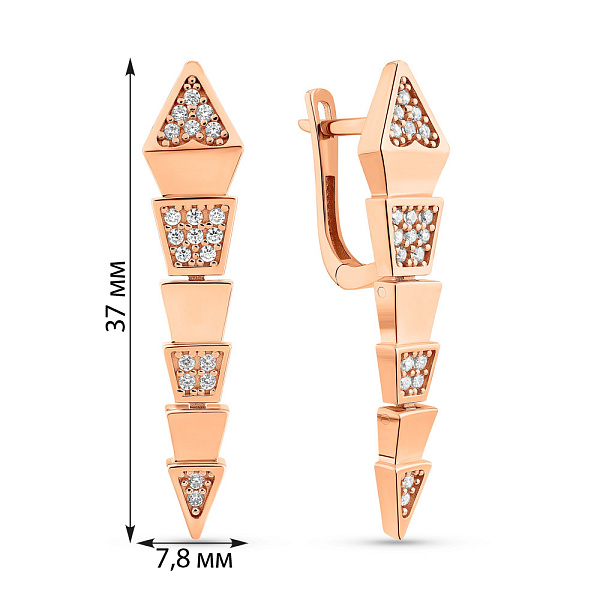 Золоті сережки Змія з фіанітами (арт. 1091715) – зображення 3