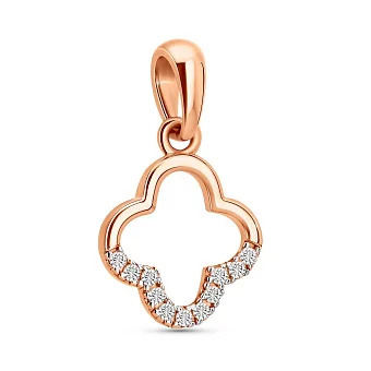 Подвес Клевер из красного золота с фианитами (арт. 440682)