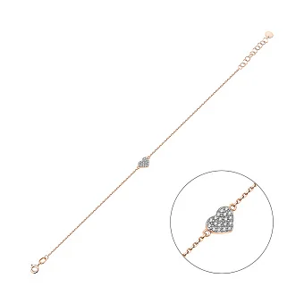 Золотой браслет Сердечко с бриллиантами (арт. Б011479005)