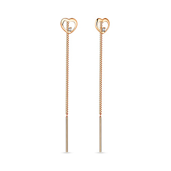 Золоті сережки-протяжки «Серце» (арт. 110826)