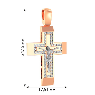 Золотой нательный крестик с распятием и фианитами (арт. 501050)