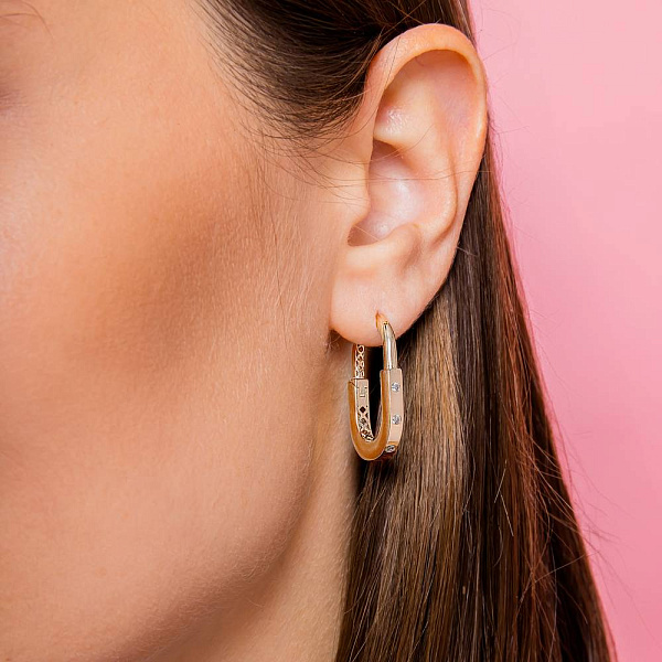 Серьги из красного золота с фианитами (арт. 1091371) – изображение 2