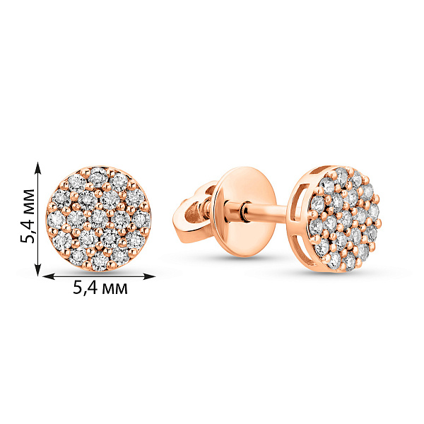Сережки-пусети з червоного золота з діамантами (арт. Т011236020) – зображення 2