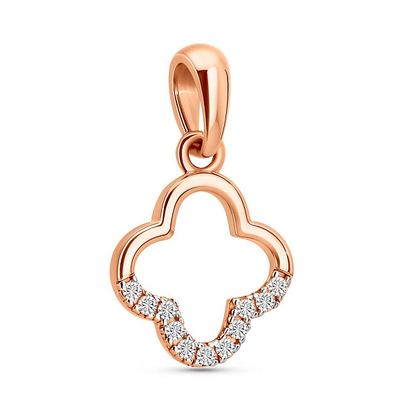 Подвес Клевер из красного золота с фианитами (арт. 440682) – изображение 1