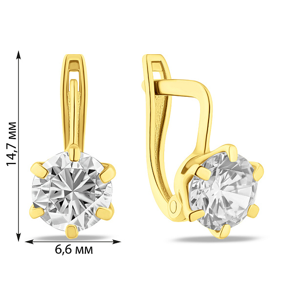 Сережки з жовтого золота з фіанітами (арт. 110138ж) – зображення 5