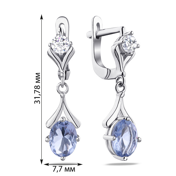Серебряные серьги подвески с фианитами (арт. 7502/3667цг) – изображение 2