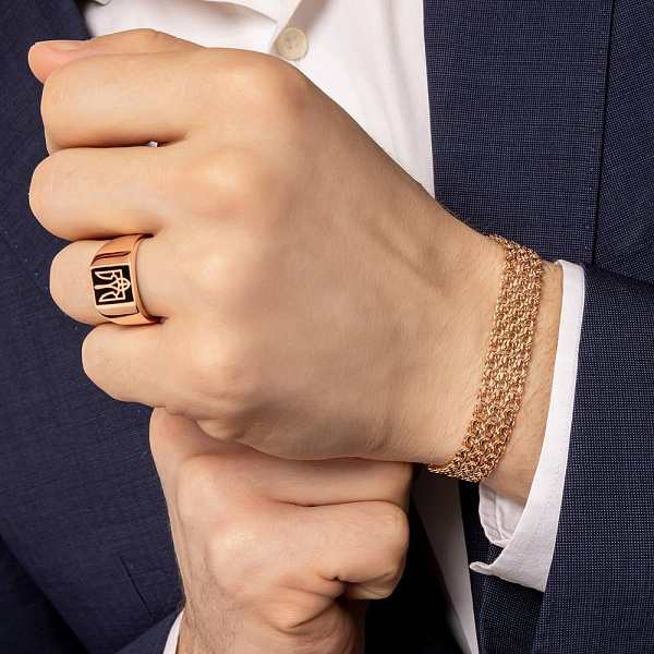 Печатка из красного золота Трезубец-Герб Украины с эмалью (арт. 170084ч) – изображение 3