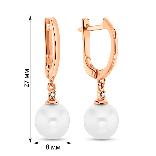 Золотые серьги с жемчугом и бриллиантами (арт. 2104966201) – изображение 4