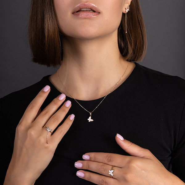 Золотой подвес Бабочки с эмалью (арт. 441208еп) – изображение 3