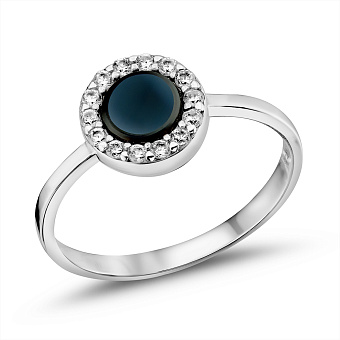 Срібна каблучка з оніксом та фіанітами (арт. 7501/687окп)