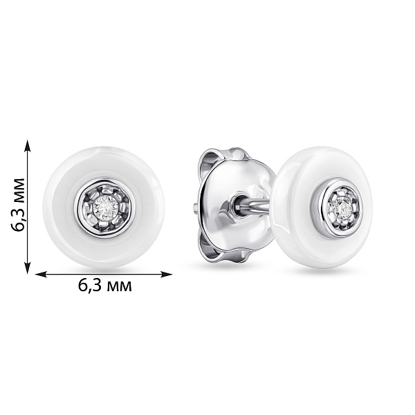 Серебряные пусеты с керамикой (арт. 7518/1154625кмб) – изображение 2