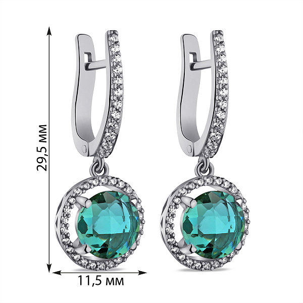 Серебряные серьги с кварцем и фианитами  (арт. 7502/2287Пкз) – изображение 2