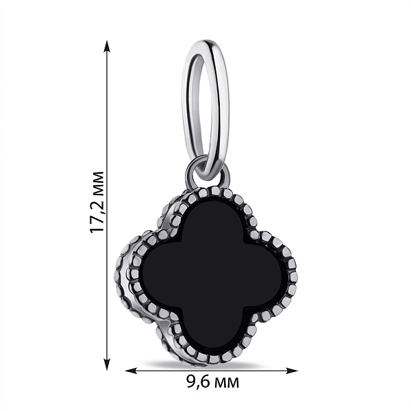 Серебряный подвес Клевер с ониксом (арт. 7503/621/8опп) – изображение 2