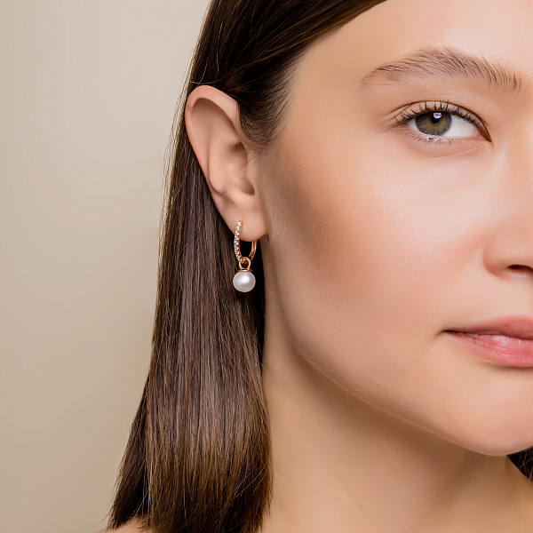 Серьги из красного золота с жемчугом (арт. 2191551101) – изображение 2