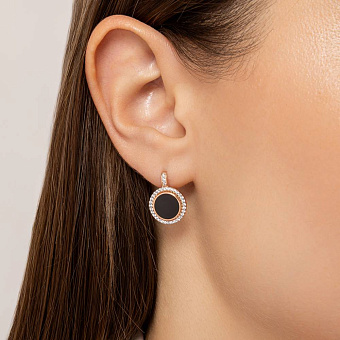 Золотые серьги Лýна с эмалью и фианитами (арт. 110426е)