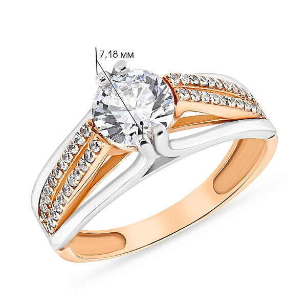 Кольцо золотое в комбинированном цвете металла (арт. 152832) – изображение 2