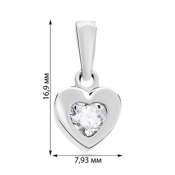 Золота підвіска Серце з фіанітом (арт. 440298б) – зображення 2